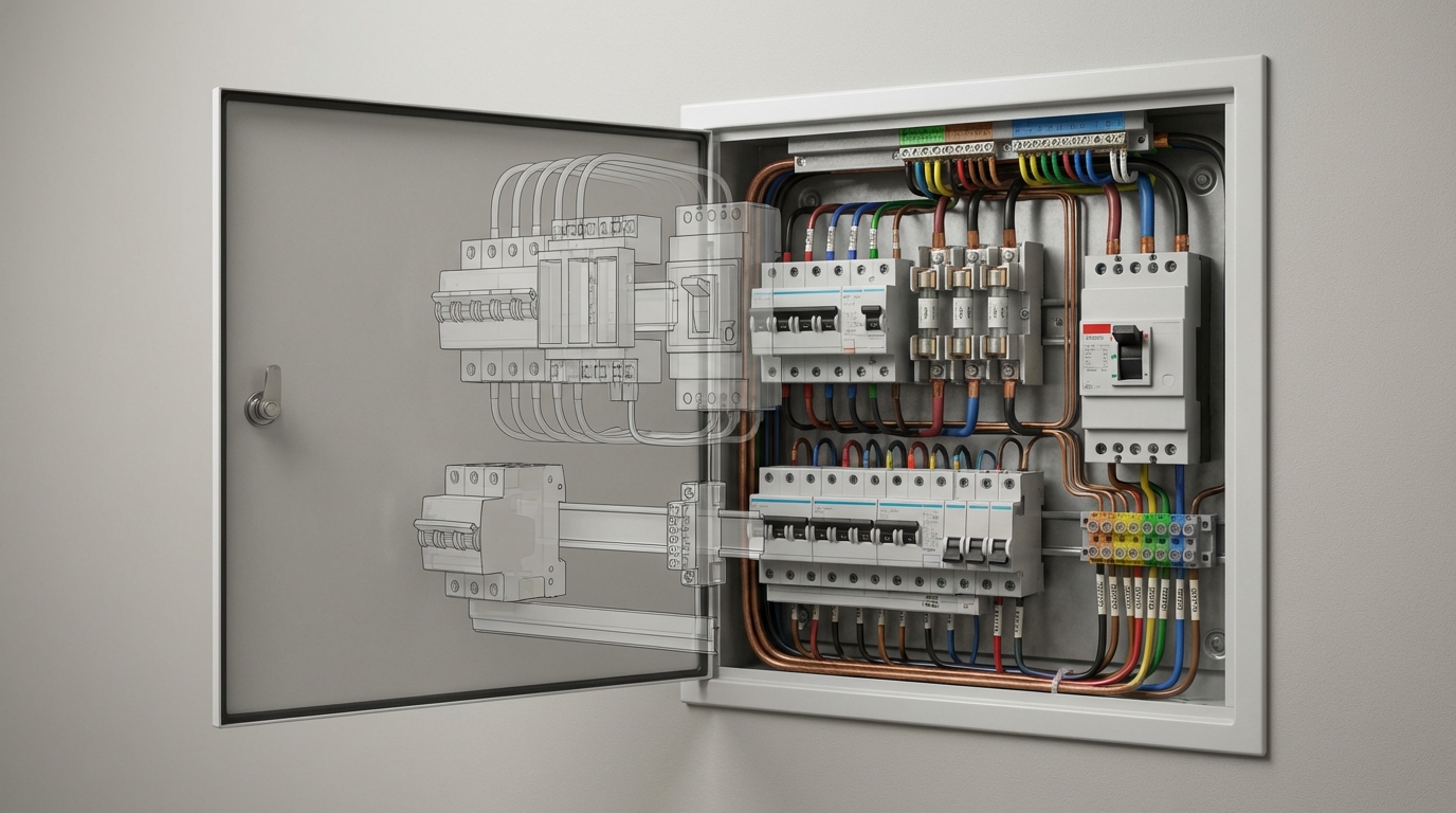 scopri il quadro elettrico di casa con uno schema dettagliato e una guida completa ai componenti essenziali per un'impianto sicuro ed efficiente.
