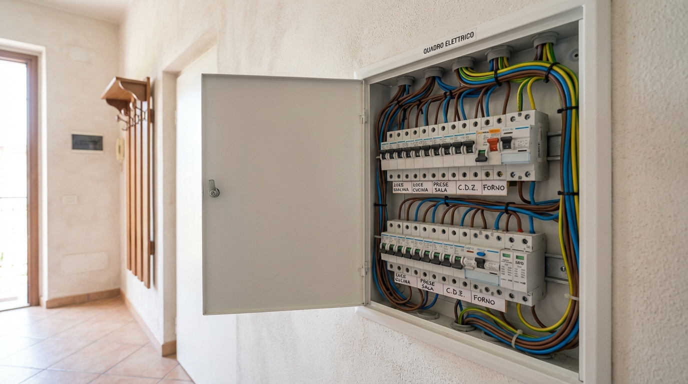 scopri lo schema e i componenti essenziali del quadro elettrico di casa per una gestione sicura e efficiente dell'impianto elettrico domestico.