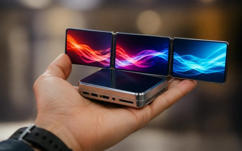 scopri il pc ultra compatto che entra nel palmo della mano, con 16 gb di ram, 512 gb ssd e triplo display 4k, tutto a meno di 300 euro. prestazioni eccellenti a un prezzo incredibile!