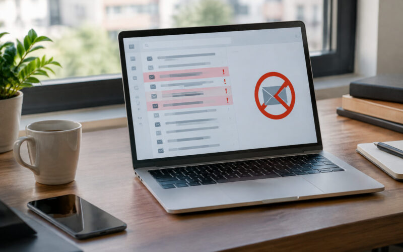 Casella di posta con filtro attivo per bloccare email spam e mittenti indesiderati