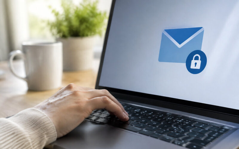 Utente davanti al portatile che segue la procedura per recuperare password email dimenticata