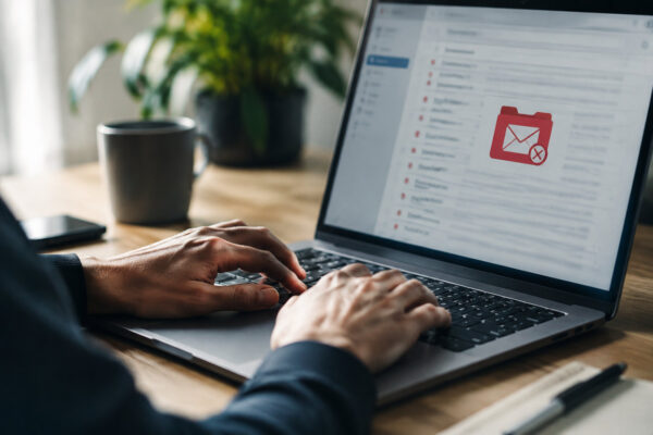 Schermata di una casella di posta dove le email finiscono nello spam
