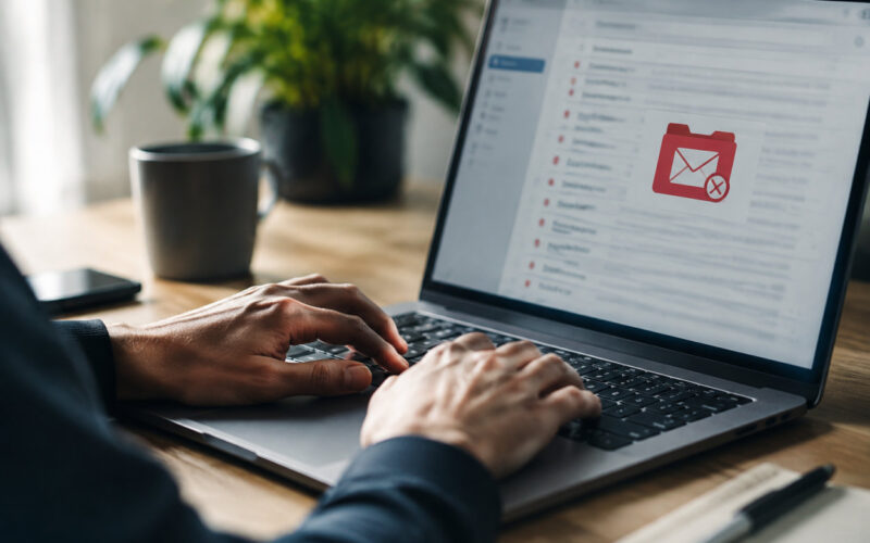 Schermata di una casella di posta dove le email finiscono nello spam